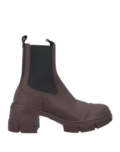 Ganni Woman Ankle Boots Burgundy Size 7 Rubber In Red