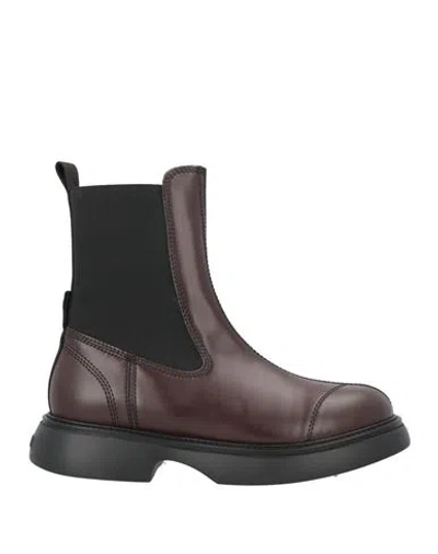 Ganni Woman Ankle Boots Chocolate Brown Size 6 Textile Fibers