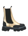 Ganni Metallic Effect Round Toe Chunky Chelsea Boots In Gold