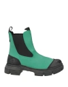 Ganni Woman Ankle Boots Green Size 8 Textile Fibers In Green