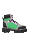 Ganni Woman Ankle Boots Light Green Size 8 Leather, Textile Fibers In Grey