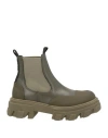 Ganni Khaki Cleated Low Chelsea Boots In Green