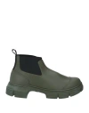 Ganni Crop City Rubber Boots In Green
