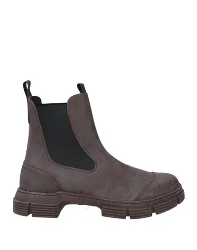Ganni Woman Ankle Boots Plum Size 8 Rubber In Purple