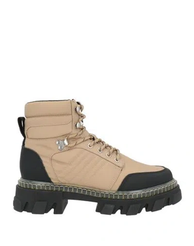 Ganni Woman Ankle Boots Sand Size 11 Textile Fibers, Synthetic Material In Multi