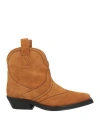 Ganni Woman Ankle Boots Tan Size 7 Leather In Brown