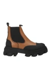 Ganni Brown Cleated Low Chelsea Boots In Brown