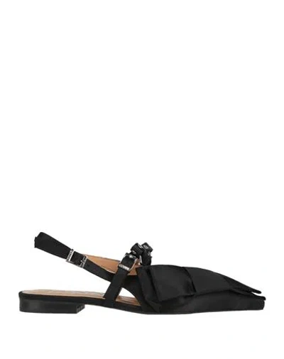 Ganni Woman Ballet Flats Black Size 7 Textile Fibers