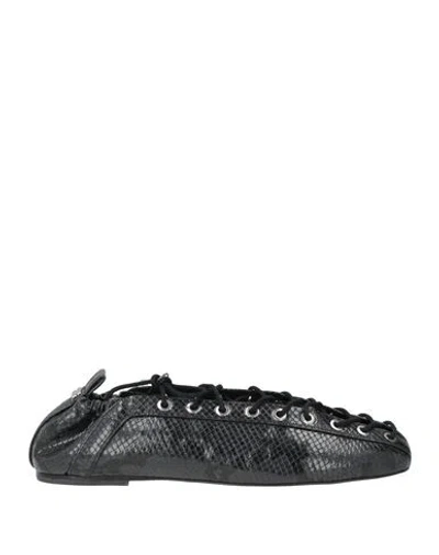 Ganni Woman Ballet Flats Black Size 8 Synthetic Fibers In Multi