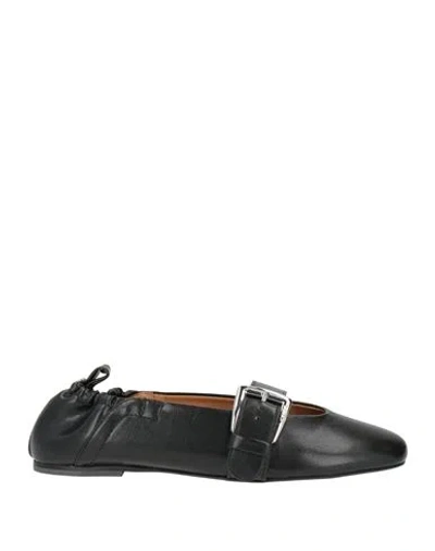 Ganni Woman Ballet Flats Black Size 8 Synthetic Material