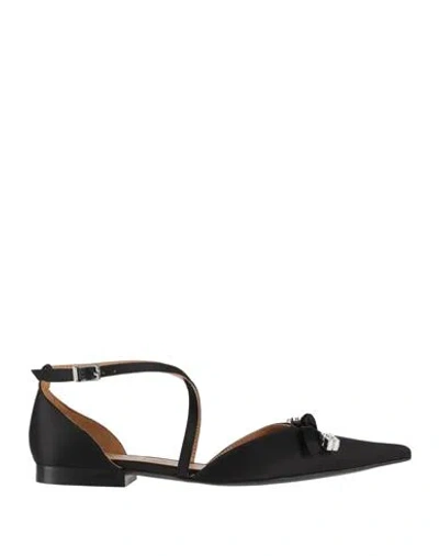 Ganni Woman Ballet Flats Black Size 8 Textile Fibers