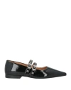 Ganni Woman Ballet Flats Black Size 8 Textile Fibers