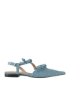 GANNI GANNI WOMAN BALLET FLATS BLUE SIZE 7 TEXTILE FIBERS