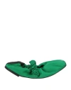 Ganni Green Scrunchie Ballerina Flats In Green