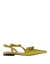 Ganni Woman Ballet Flats Lime Green Size 8 Textile Fibers In Green