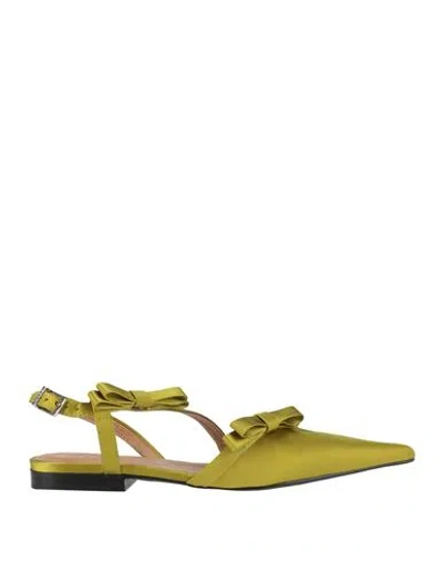 Ganni Woman Ballet Flats Lime Green Size 8 Textile Fibers