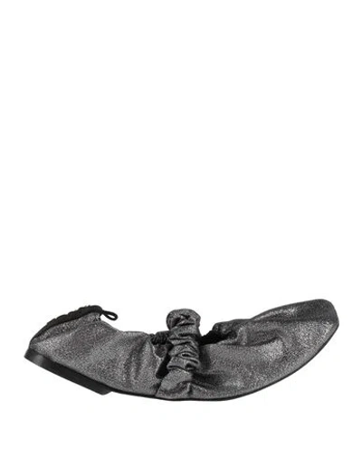Ganni Woman Ballet Flats Steel Grey Size 8 Textile Fibers