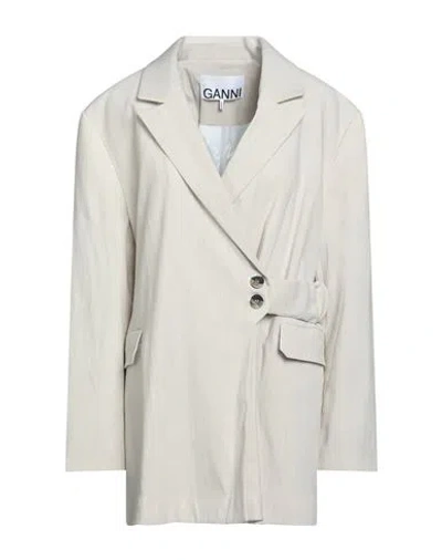 Ganni Woman Blazer Beige Size 6 Polyester, Viscose, Elastane