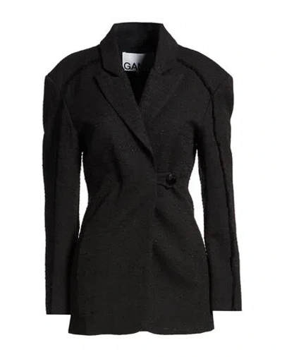 Ganni Woman Blazer Black Size 10/12 Organic Cotton, Recycled Polyester, Polyester