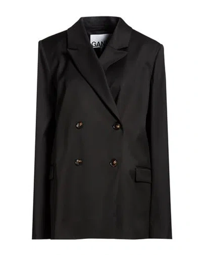 Ganni Woman Blazer Black Size 6 Recycled Polyester, Wool, Elastane
