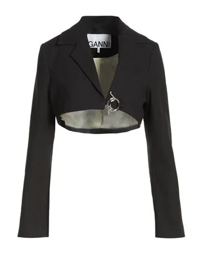 Ganni Woman Blazer Black Size 8/10 Organic Cotton