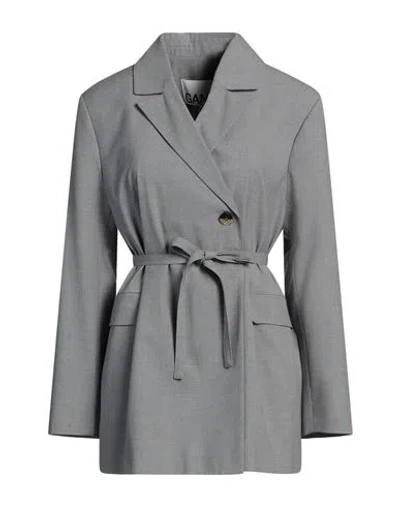 Ganni Woman Blazer Grey Size 6 Ecovero Viscose, Recycled Polyester, Elastane