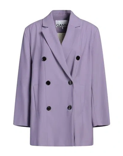 Ganni Woman Blazer Mauve Size S/m Recycled Polyester, Ecovero Viscose, Elastane, Polyester In Purple