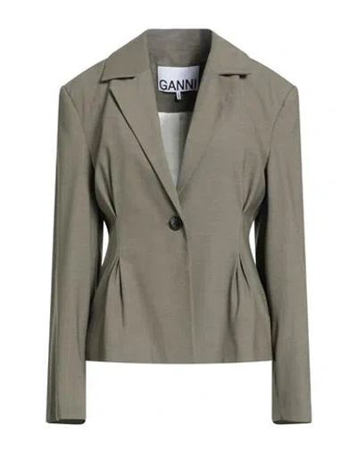 Ganni Woman Blazer Military Green Size 6 Viscose, Recycled Polyester, Elastane, Polyester
