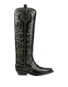 Ganni Classic Solid Color Denim Boots In Black