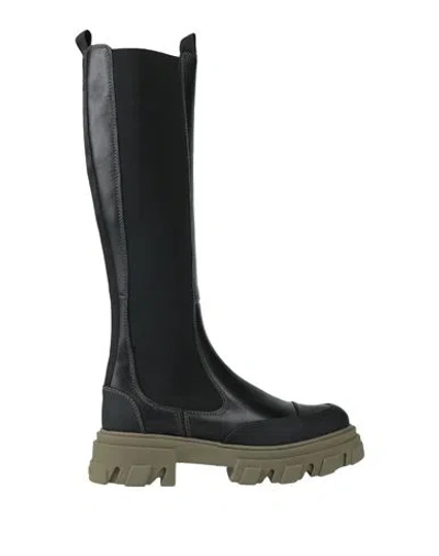 Ganni Woman Boot Black Size 8 Soft Leather, Textile Fibers