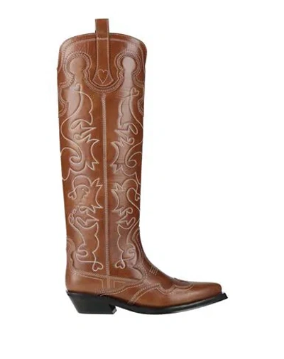 Ganni Woman Boot Brown Size 8 Leather