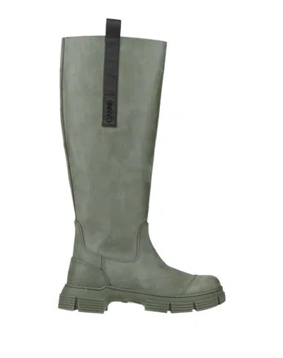 Ganni Woman Boot Grey Size 5 Synthetisches Material In Green