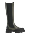 Ganni Chelsea High Leather Boots In Green