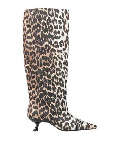 Ganni Woman Boot Sand Size 8 Textile Fibers In Multi