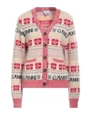 Ganni Woman Cardigan Beige Size Xs Wool, Recycled Wool, Recycled Polyamide In Pink