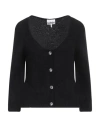 Ganni Woman Cardigan Black Size L Alpaca Wool, Polyamide, Virgin Wool, Elastane In Black