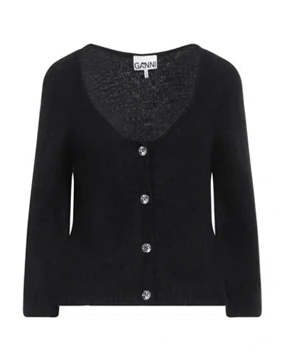Ganni Woman Cardigan Black Size L Alpaca Wool, Polyamide, Virgin Wool, Elastane