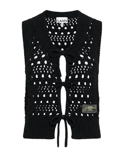 Ganni Woman Cardigan Black Size S Recycled Cotton, Recycled Polyester