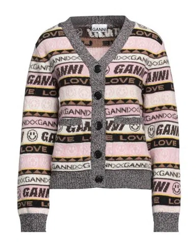 Ganni Woman Cardigan Pink Size L Wool, Recycled Wool, Recycled Polyamide