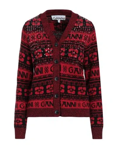 GANNI GANNI WOMAN CARDIGAN RED SIZE S WOOL, RECYCLED WOOL, RECYCLED POLYAMIDE