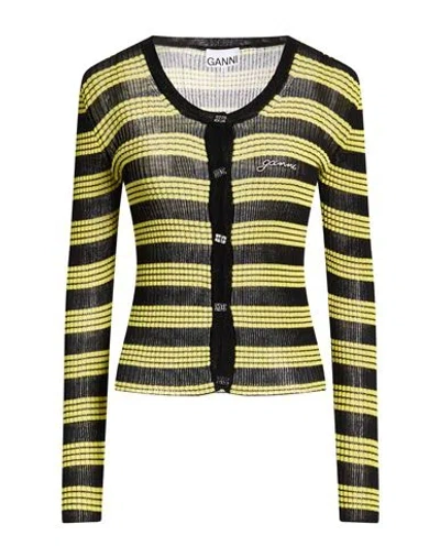 Ganni Woman Cardigan Yellow Size S Organic Cotton, Recycled Polyamide