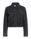 Ganni Animal Motif Denim Cropped Jacket In Blue