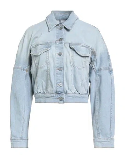 GANNI GANNI WOMAN DENIM OUTERWEAR BLUE SIZE 6 COTTON, ELASTANE