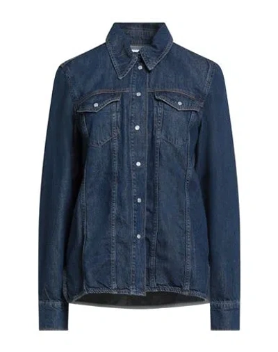 Ganni Woman Denim Shirt Blue Size 4 Organic Cotton, Lyocell