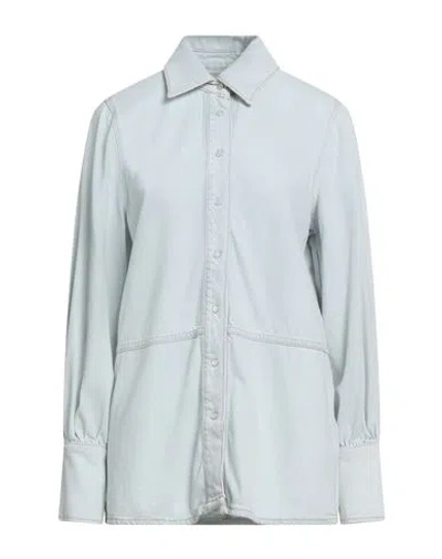 Ganni Woman Denim Shirt Blue Size 6 Organic Cotton, Viscose