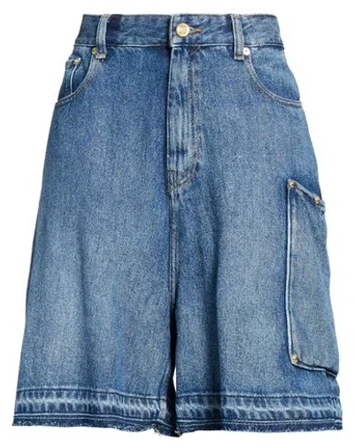 Ganni Woman Denim Shorts Blue Size 29 Tencel Lyocell