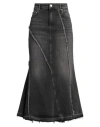 Ganni Black Tint Edge Denim Long Skirt In Black
