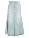 Ganni Pleated Denim Midi Skirt In Blue