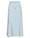 Ganni Pleated Denim Midi Skirt In Blue
