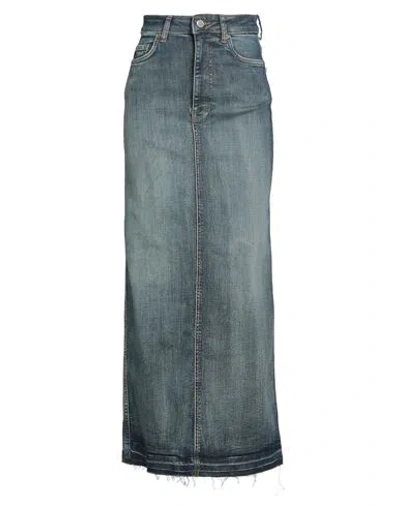 Ganni Denim Maxi Skirt In Light Blue Organic Cotton
